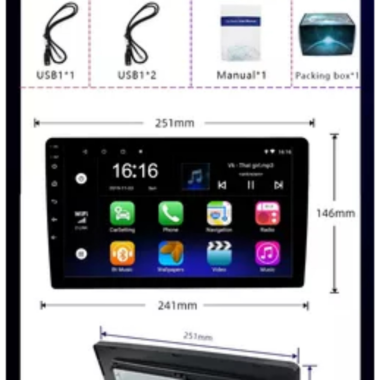 Estéreo De Coche Android 9.1 De 10 Pulgadas Con Camara 1 Din