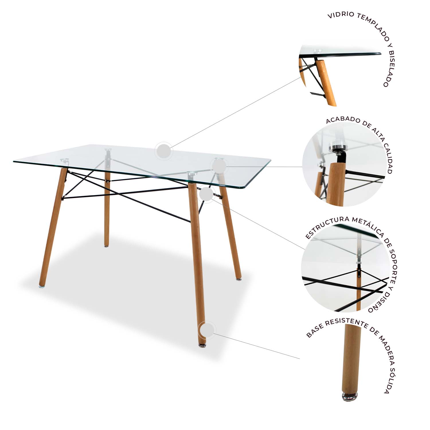 Set de Comedor 4 Sillas Frankfurt Blanco y Mesa Rectangular 120 cm Mundo In.