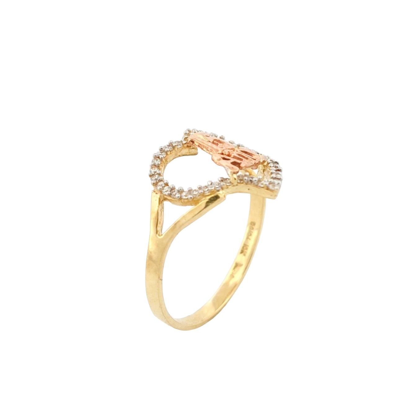 Anillo Xv Años Corazón Oro Rosa 10 K + Obsequio.