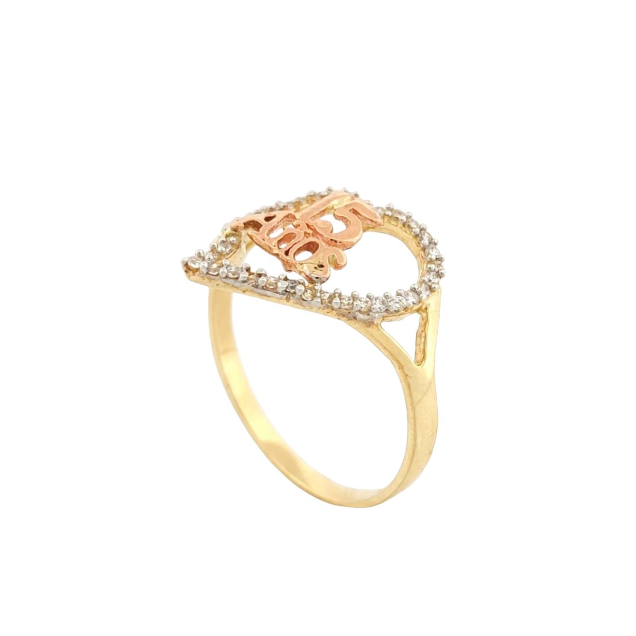 Anillo Xv Años Corazón Oro Rosa 10 K + Obsequio.