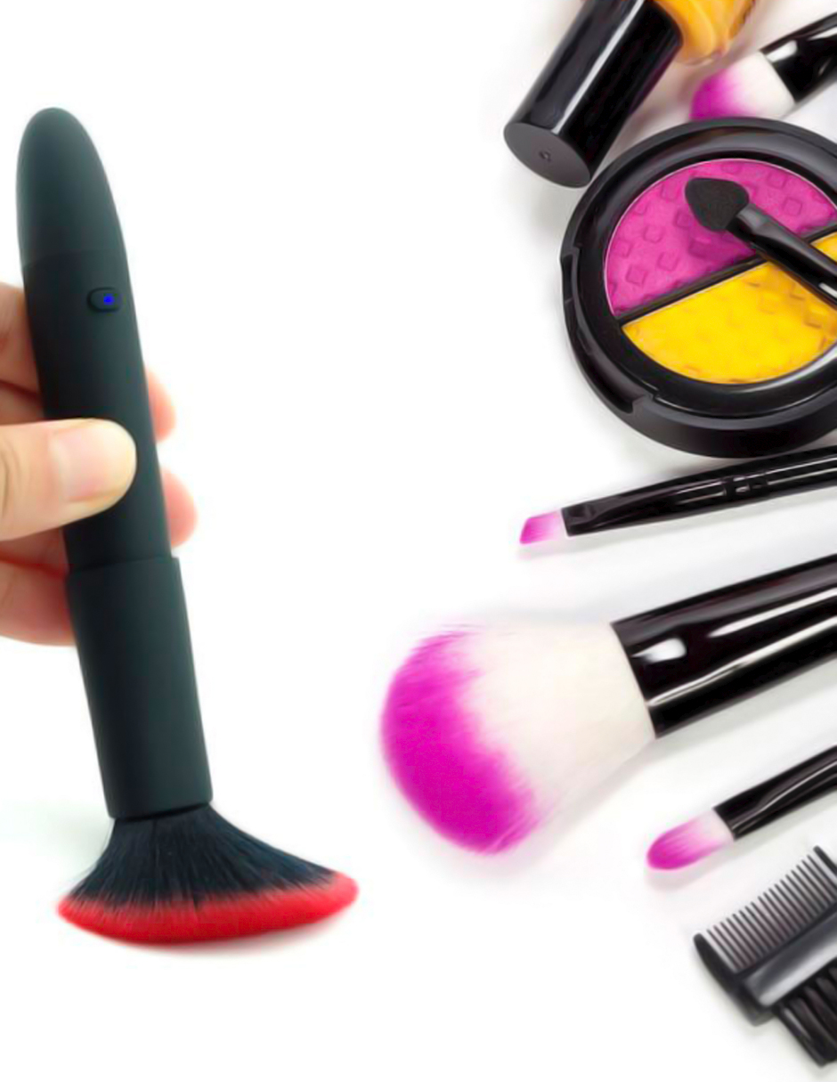 Brocha Para Maquillaje Vibrador Con 10 Patrones de Vibración Lusty Color Negro Mate