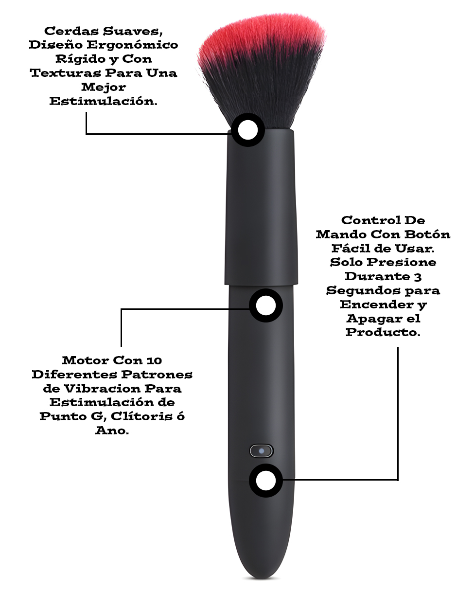 Brocha Para Maquillaje Vibrador Con 10 Patrones de Vibración Lusty Color Negro Mate