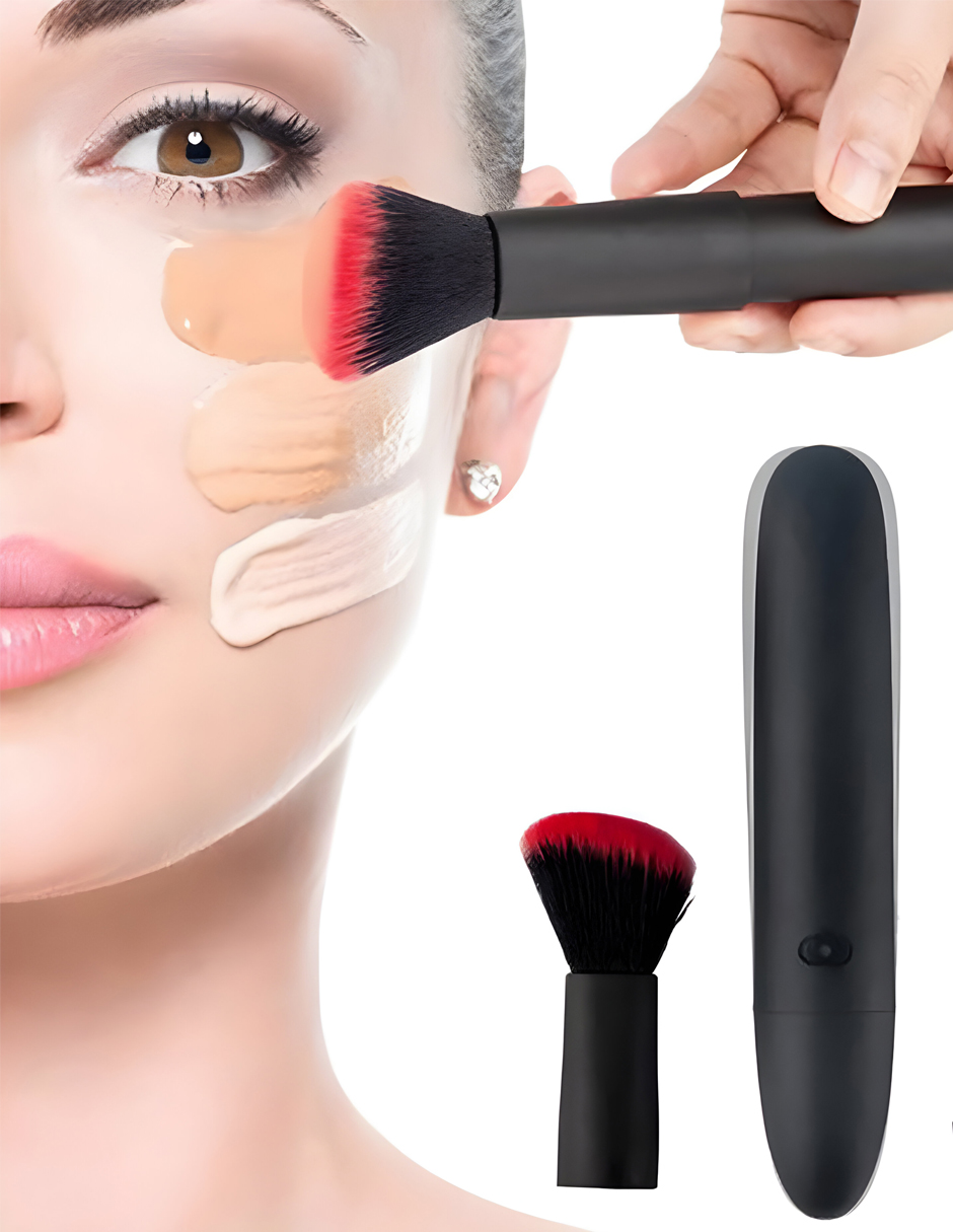 Brocha Para Maquillaje Vibrador Con 10 Patrones de Vibración Lusty Color Negro Mate