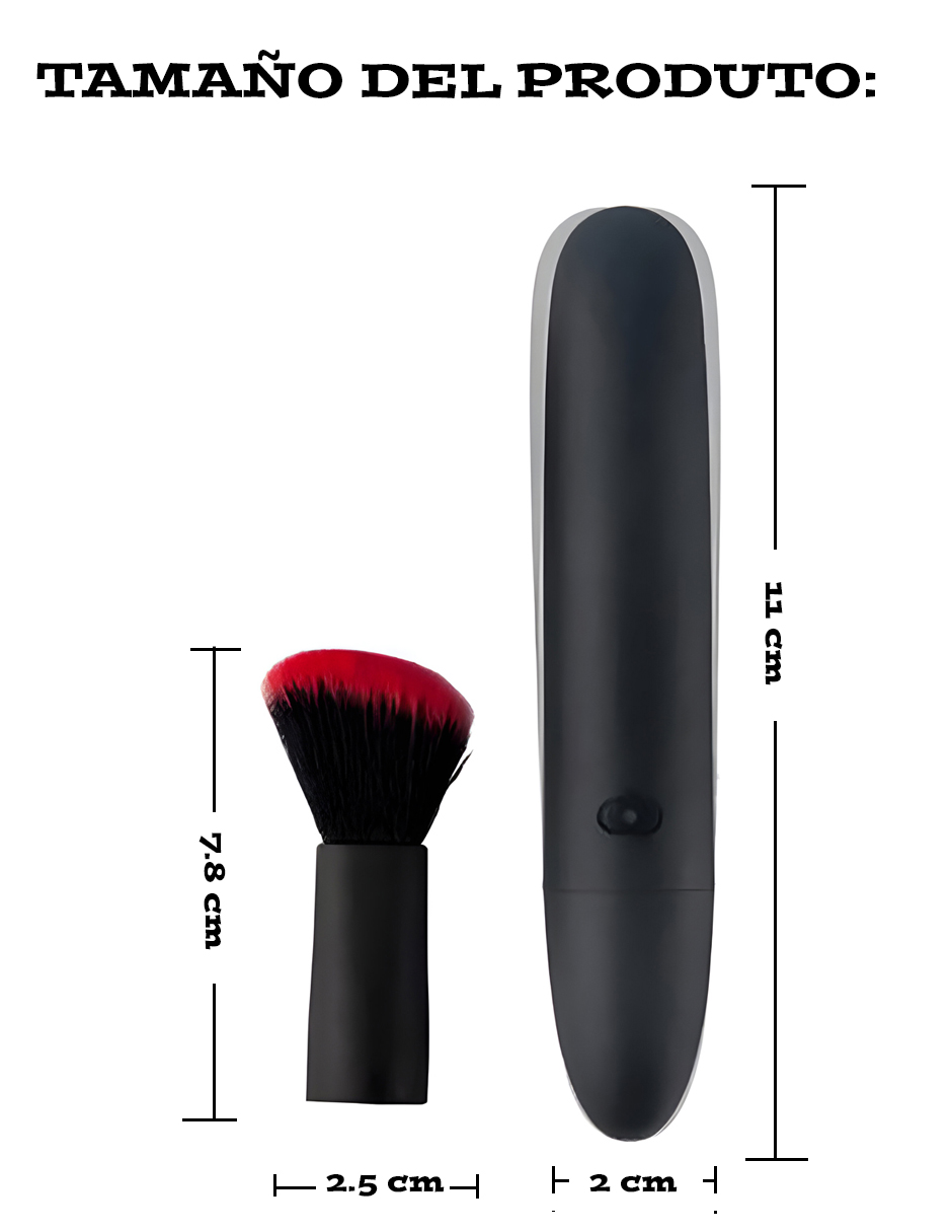 Brocha Para Maquillaje Vibrador Con 10 Patrones de Vibración Lusty Color Negro Mate
