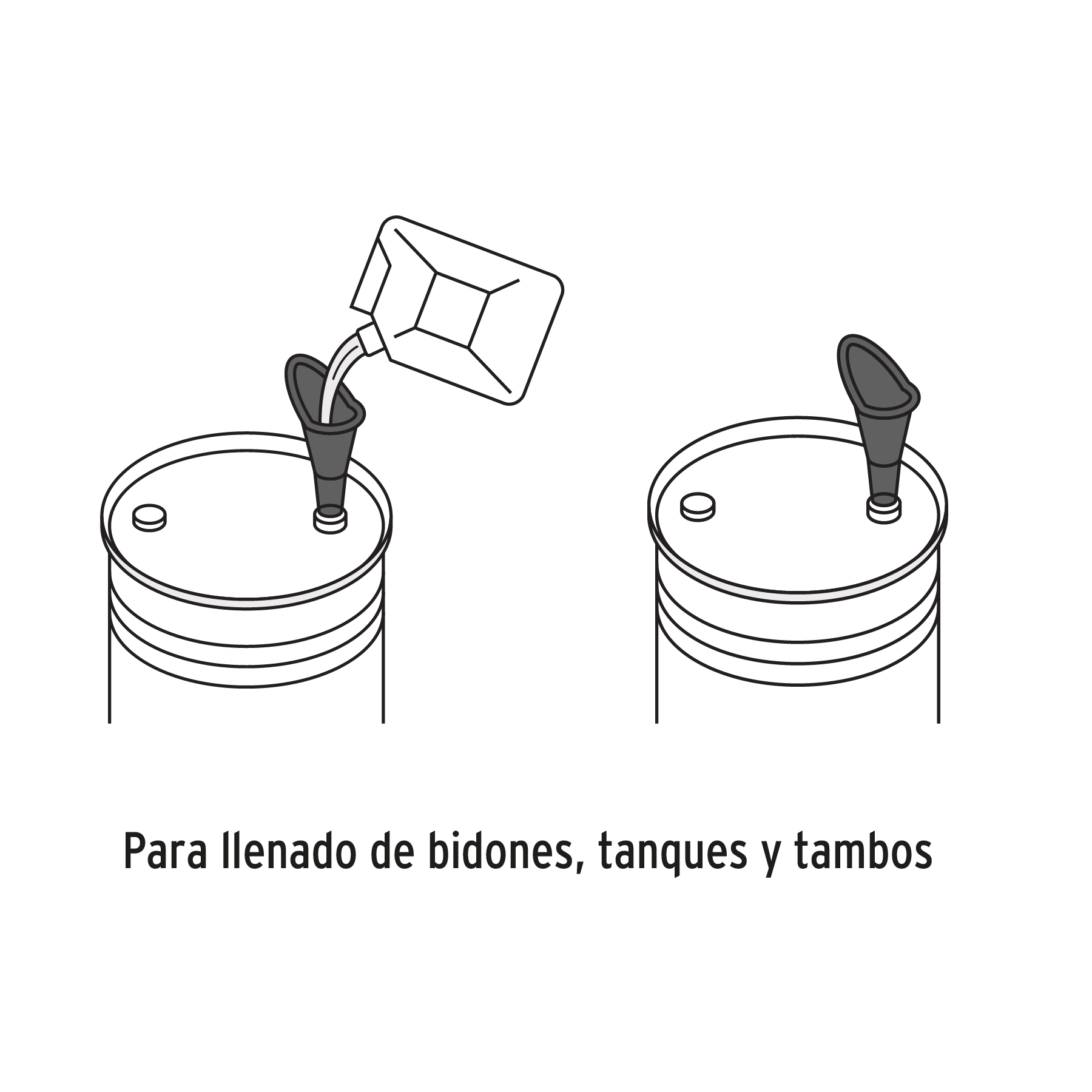 Embudo plástico 2.5", Para usos generales y gasolina, llenado de bidones, tanques, tambos, botes, botellas.