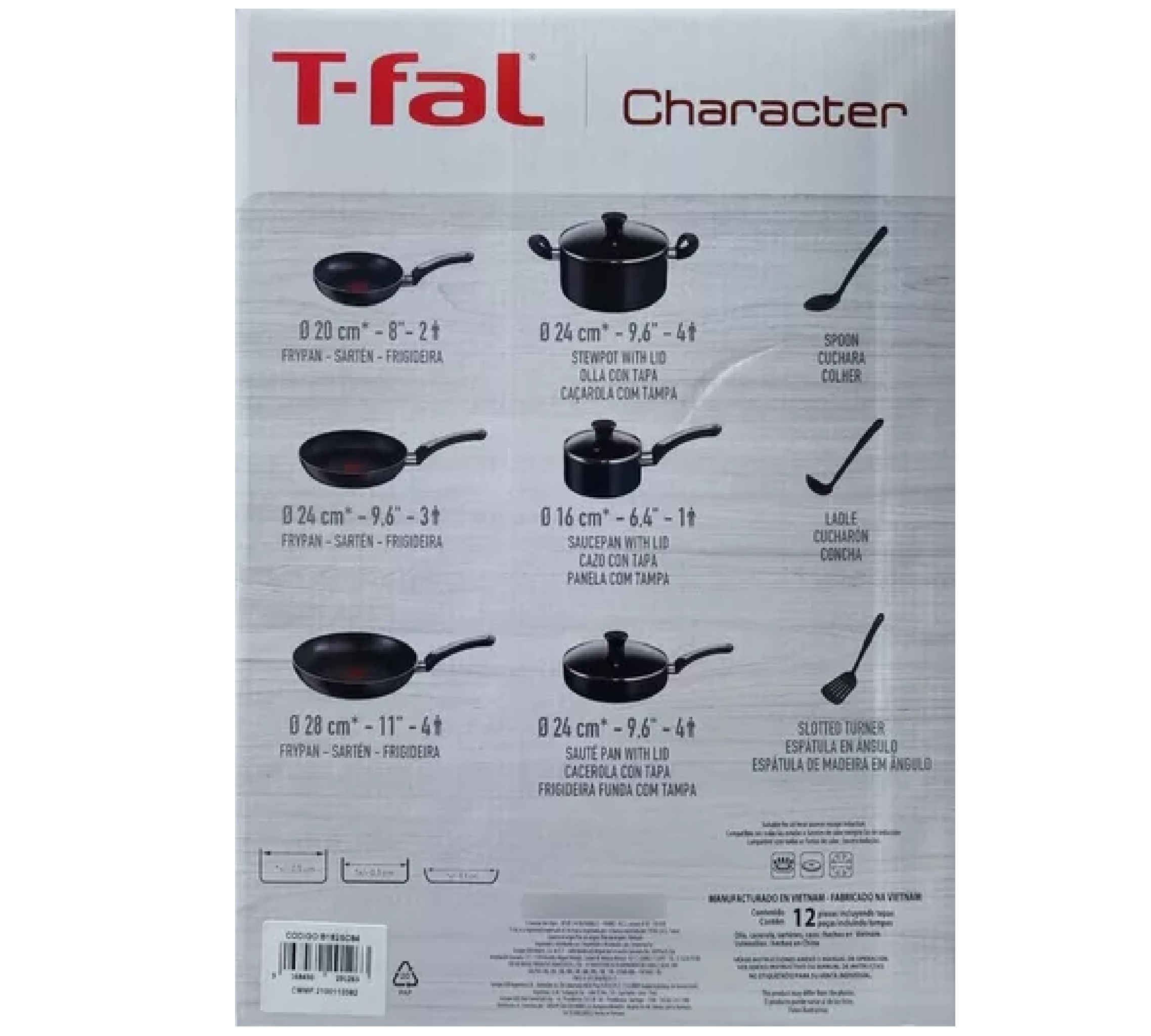 Bateria De Cocina T-fal Character De 12pz Excelent B182sc84