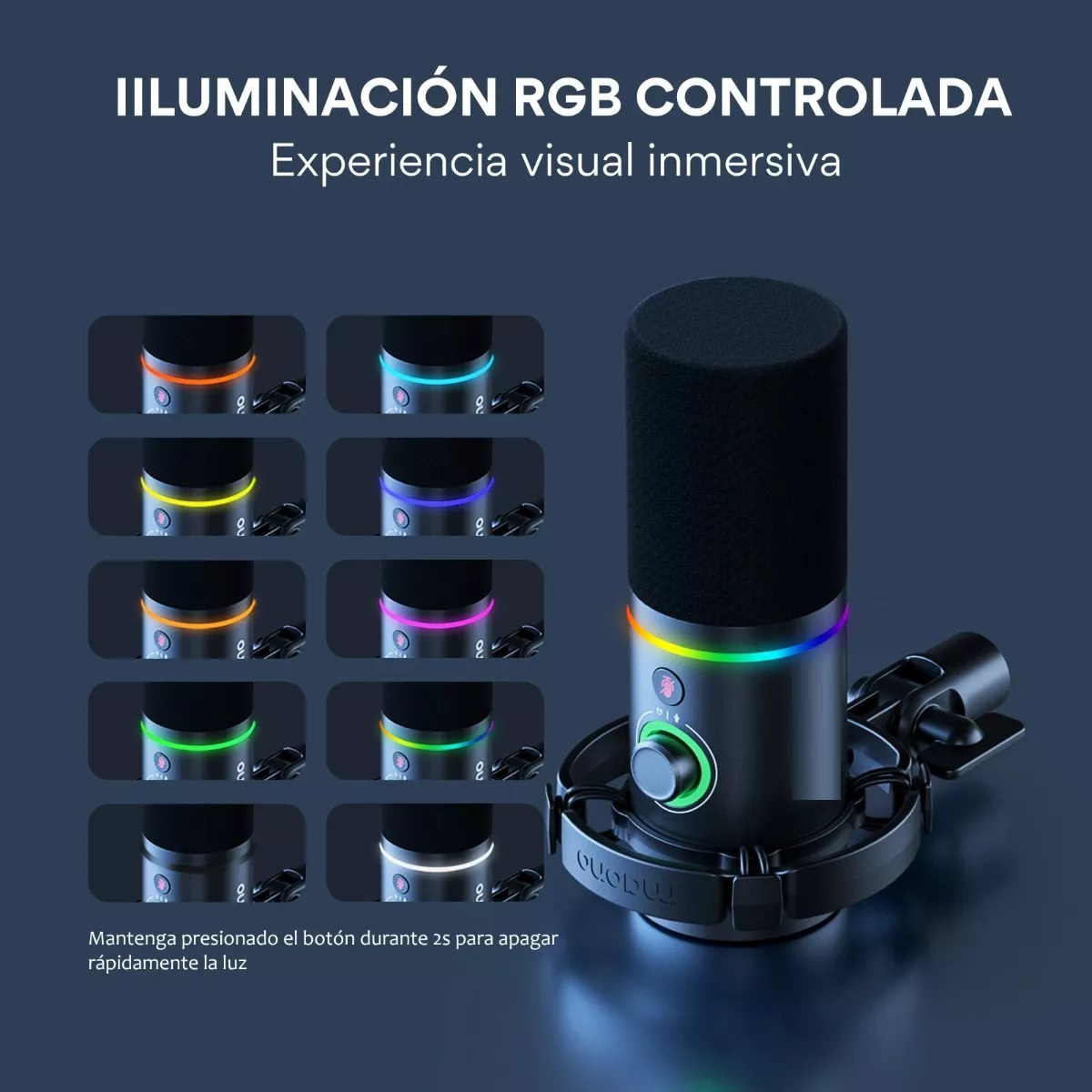 Micrófono Pc Gamer Rgb Dinamico Usb/xlr Podcast Pd200x Negro
