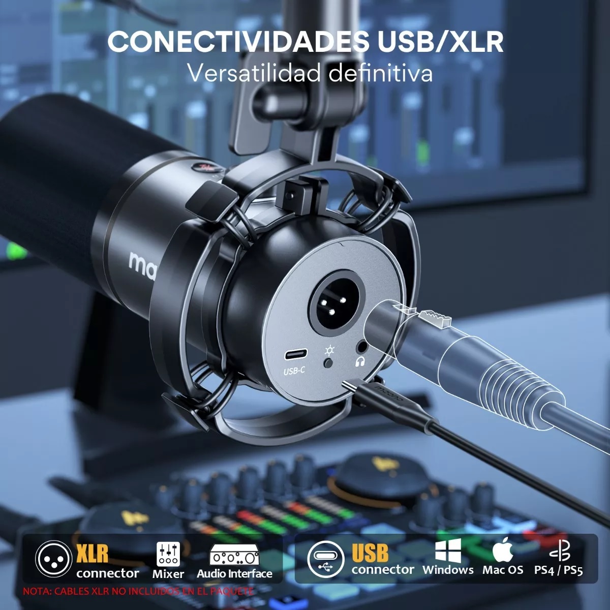 Micrófono Pc Gamer Rgb Dinamico Usb/xlr Podcast Pd200x Negro