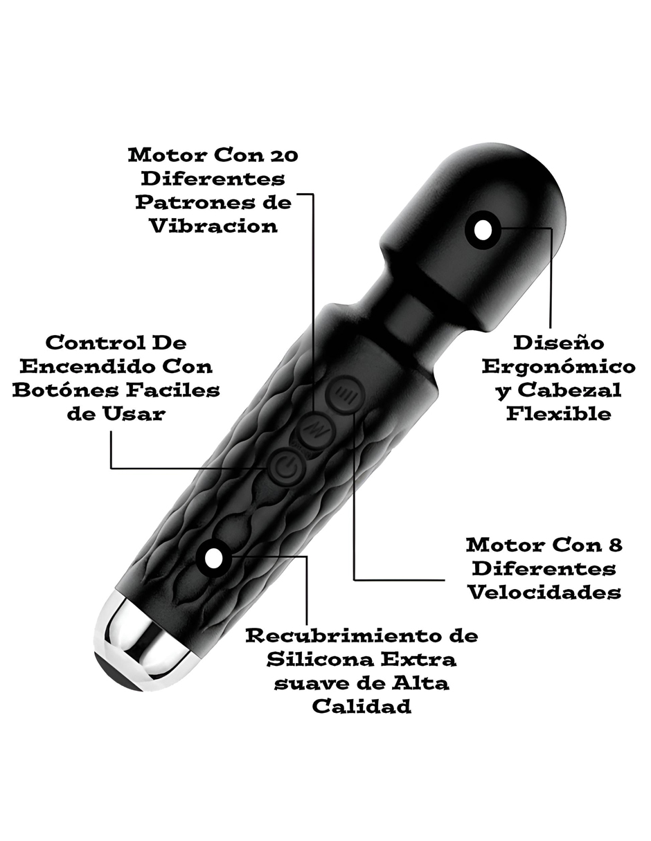 ANDY Vibrador Masajeador Personal de Mano - Masajeador Muscular Eléctrico Inalámbrico Con Vibrador - Masajeador de Tejido Profundo Para Cuello, Espalda y Hombro - Bala Vibradora - Masaje de Varita Portátil Consolador Para Cuerpo Completo - Color Negro