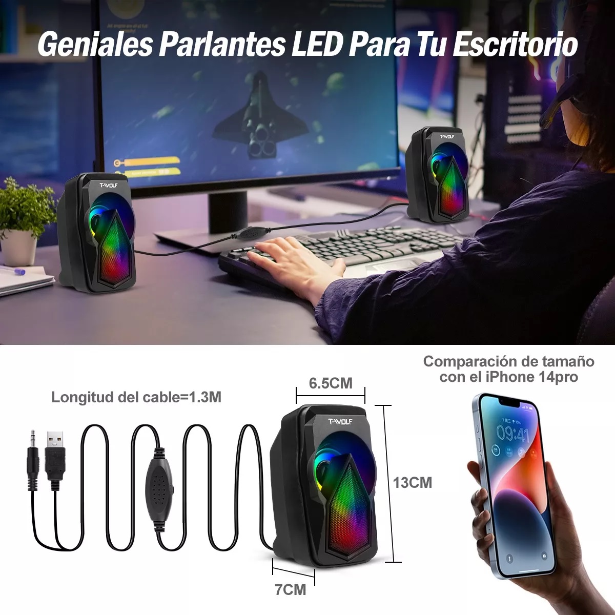 Altavoces Para Ordenador Multimedia Portátiles Subwoofer Rgb