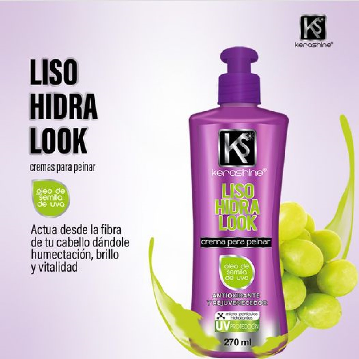 Kerashine crema para peinar liso hidralook 270 -3pz