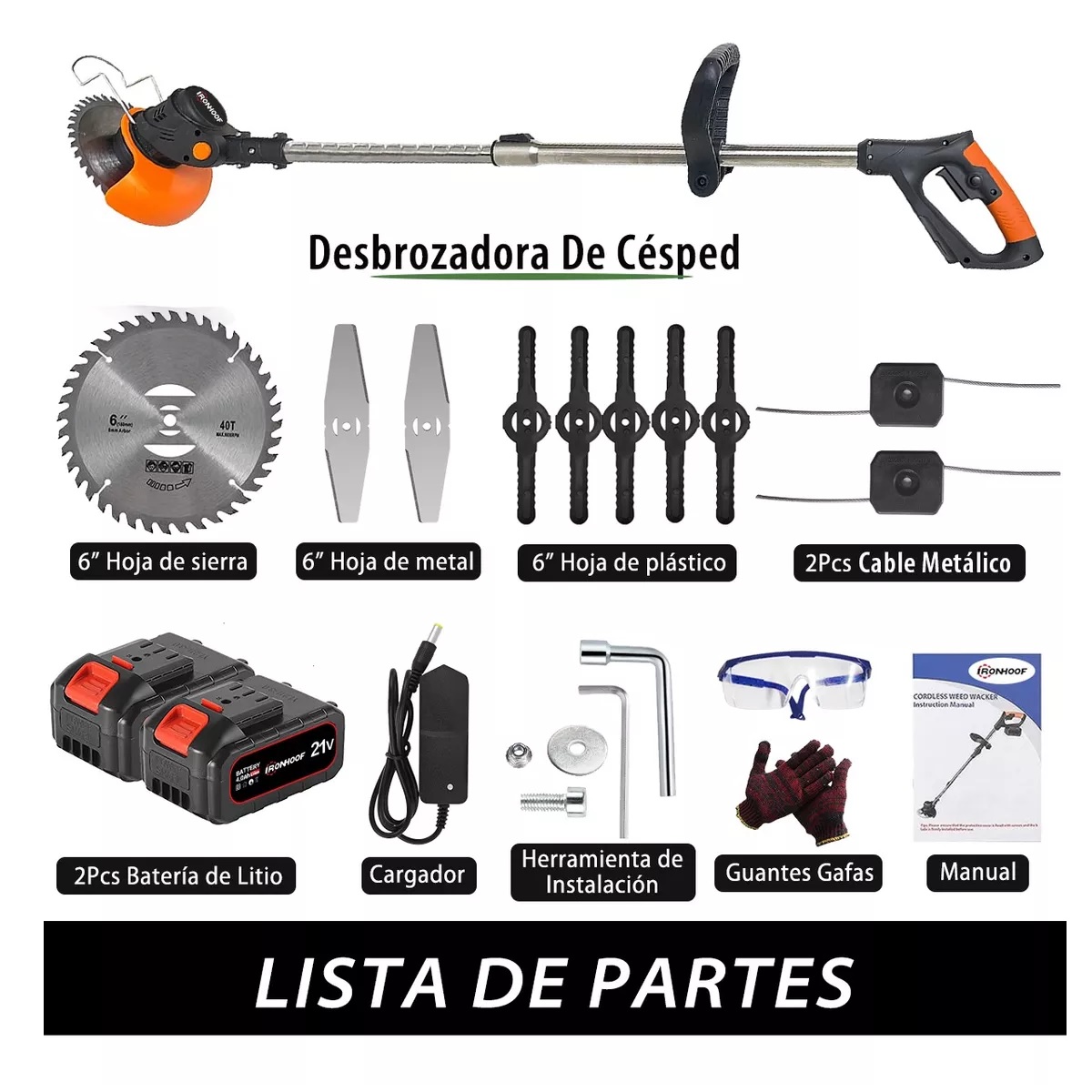 Desbrozadora Inalámbrica Podadora Pasto Cortadora De Césped.