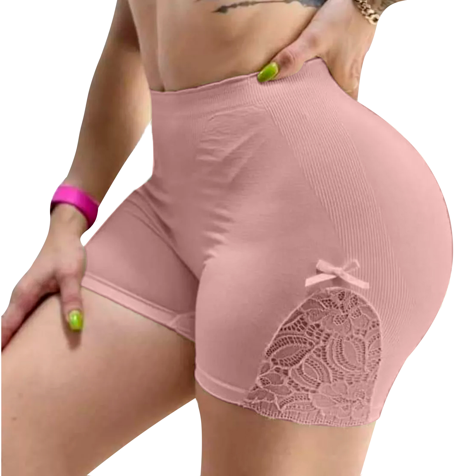 Shorts Mujer Push Up, Rosa, Levanta Pompa, Unitalla Encaje, Pantaleta, Braga, Boxer, Bikini, Ropa Interior, Tanga.