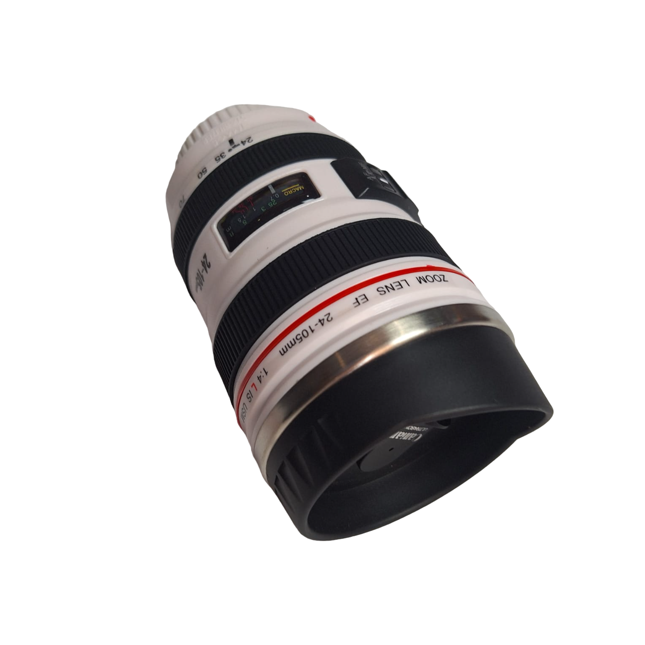 Vaso Termo Forma De Cámara Capacidad 400 Ml Acero Inoxidable Color Blanco Con Negro