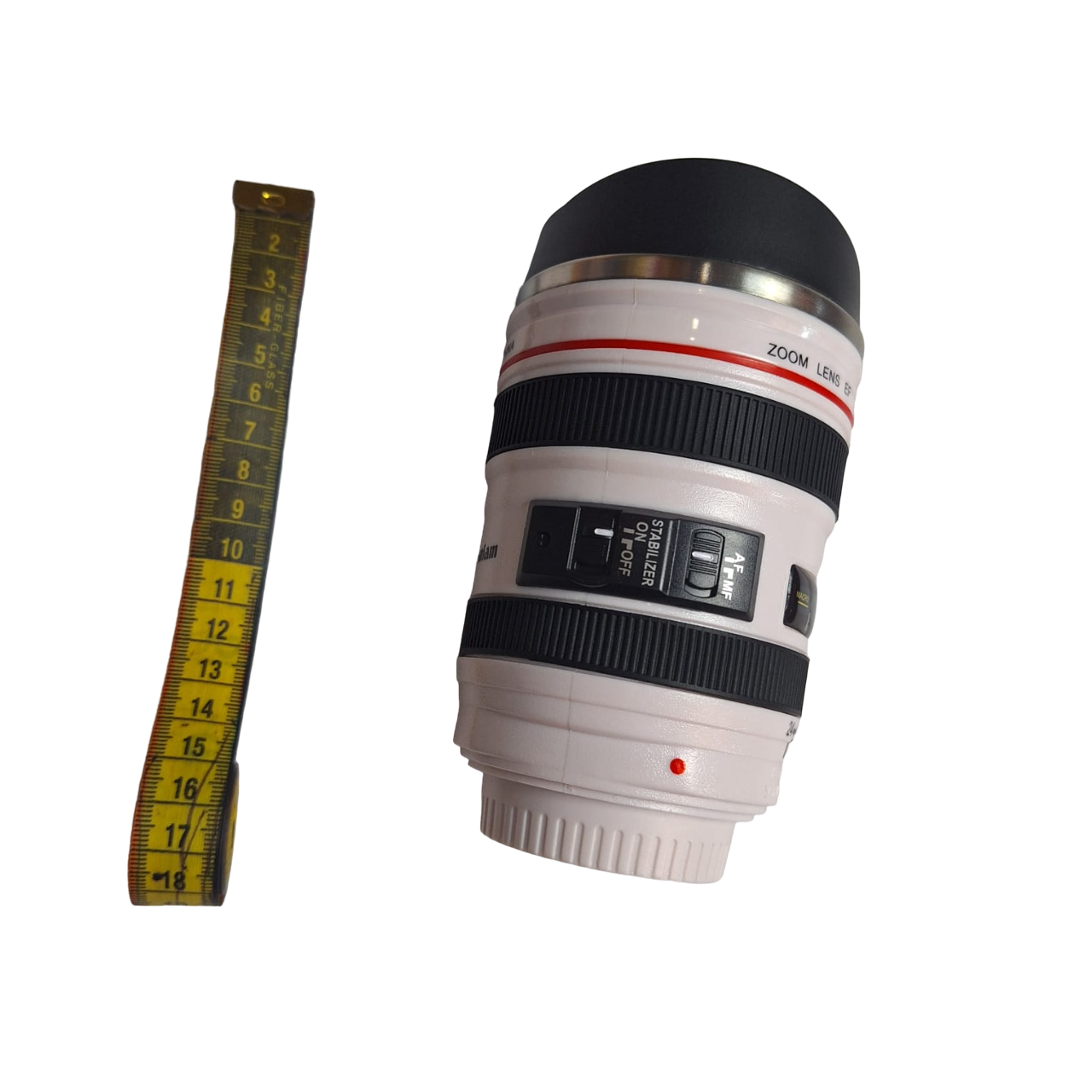 Vaso Termo Forma De Cámara Capacidad 400 Ml Acero Inoxidable Color Blanco Con Negro