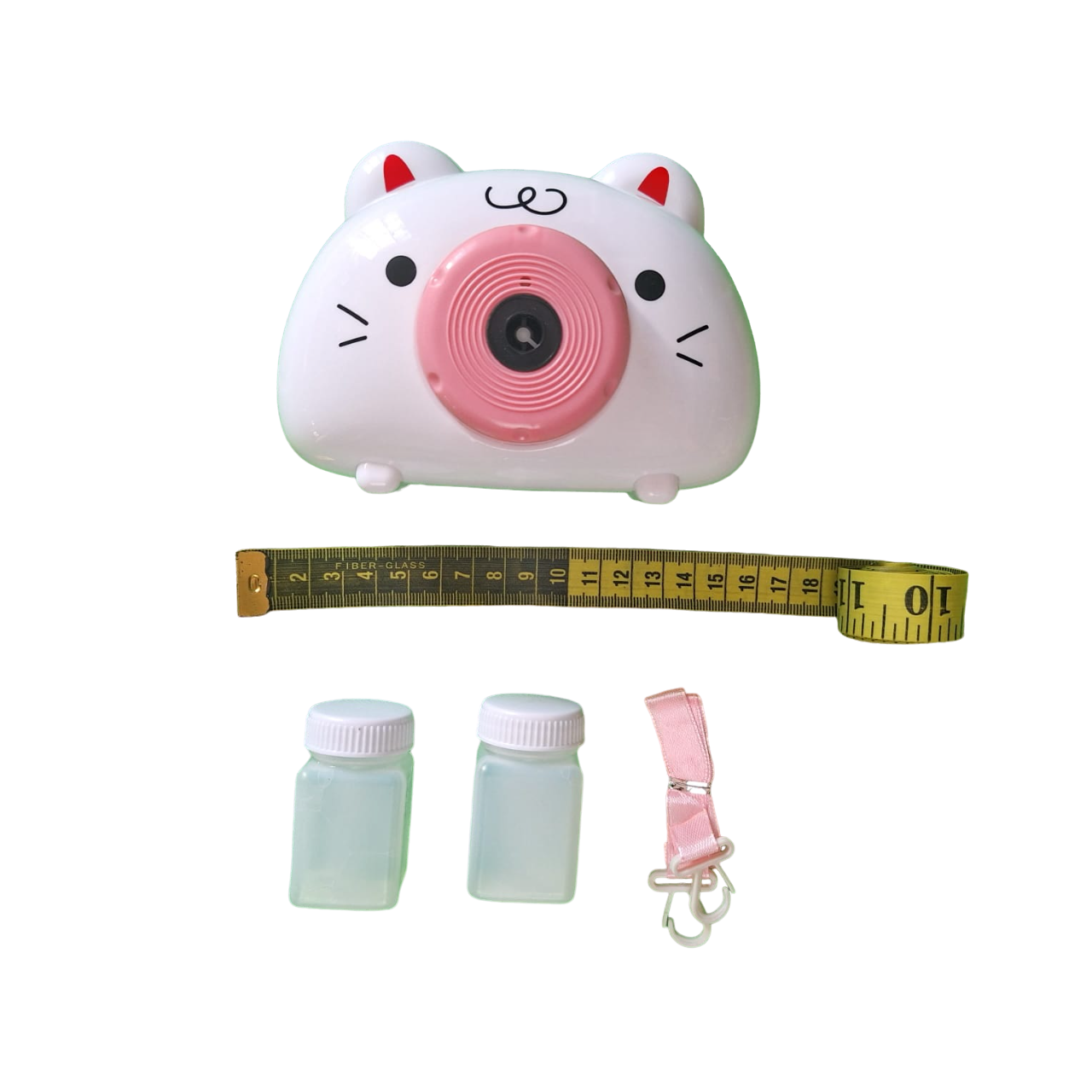 Cámara De Juguete Lanzador Automático De Burbujas Color Blanco Con Rosa