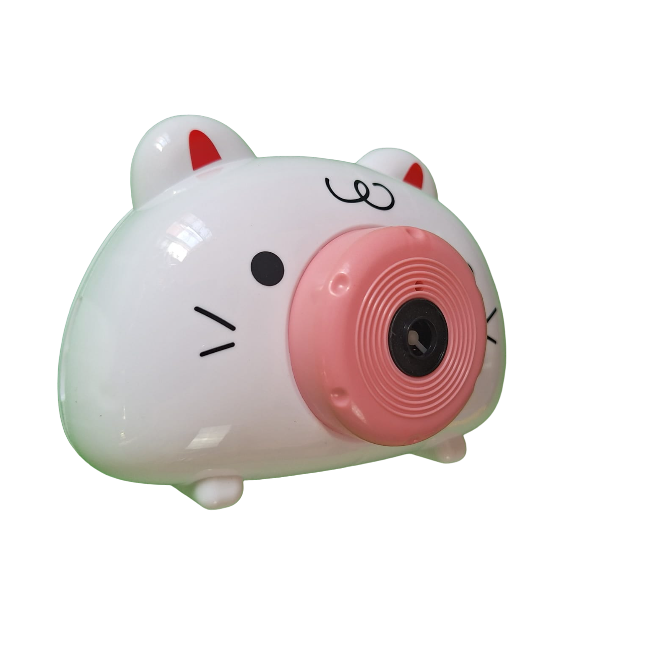 Cámara De Juguete Lanzador Automático De Burbujas Color Blanco Con Rosa