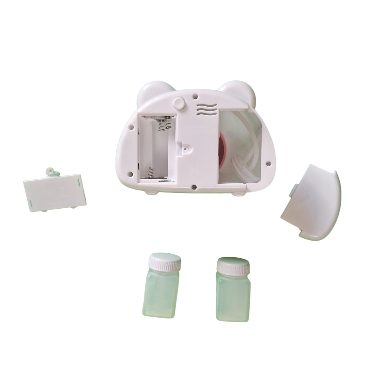Cámara De Juguete Lanzador Automático De Burbujas Color Blanco Con Rosa