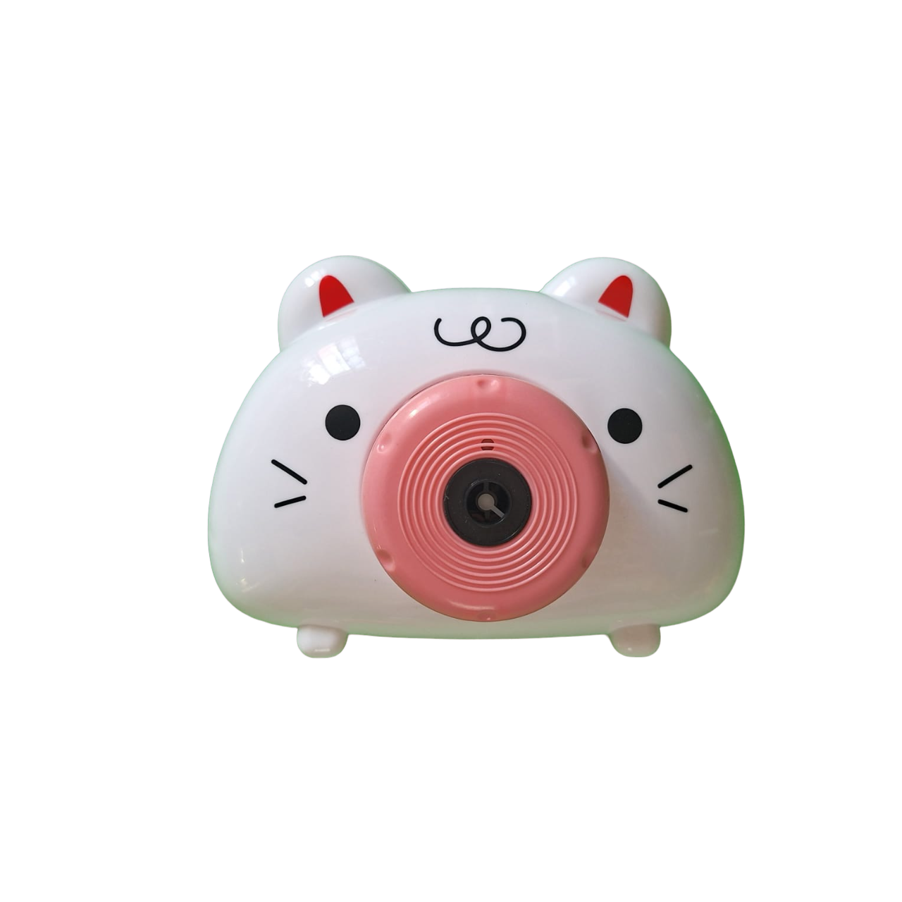 Cámara De Juguete Lanzador Automático De Burbujas Color Blanco Con Rosa