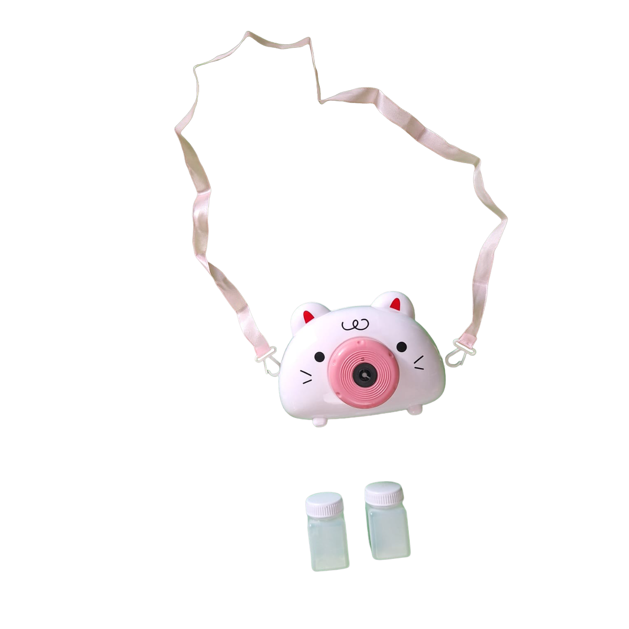 Cámara De Juguete Lanzador Automático De Burbujas Color Blanco Con Rosa