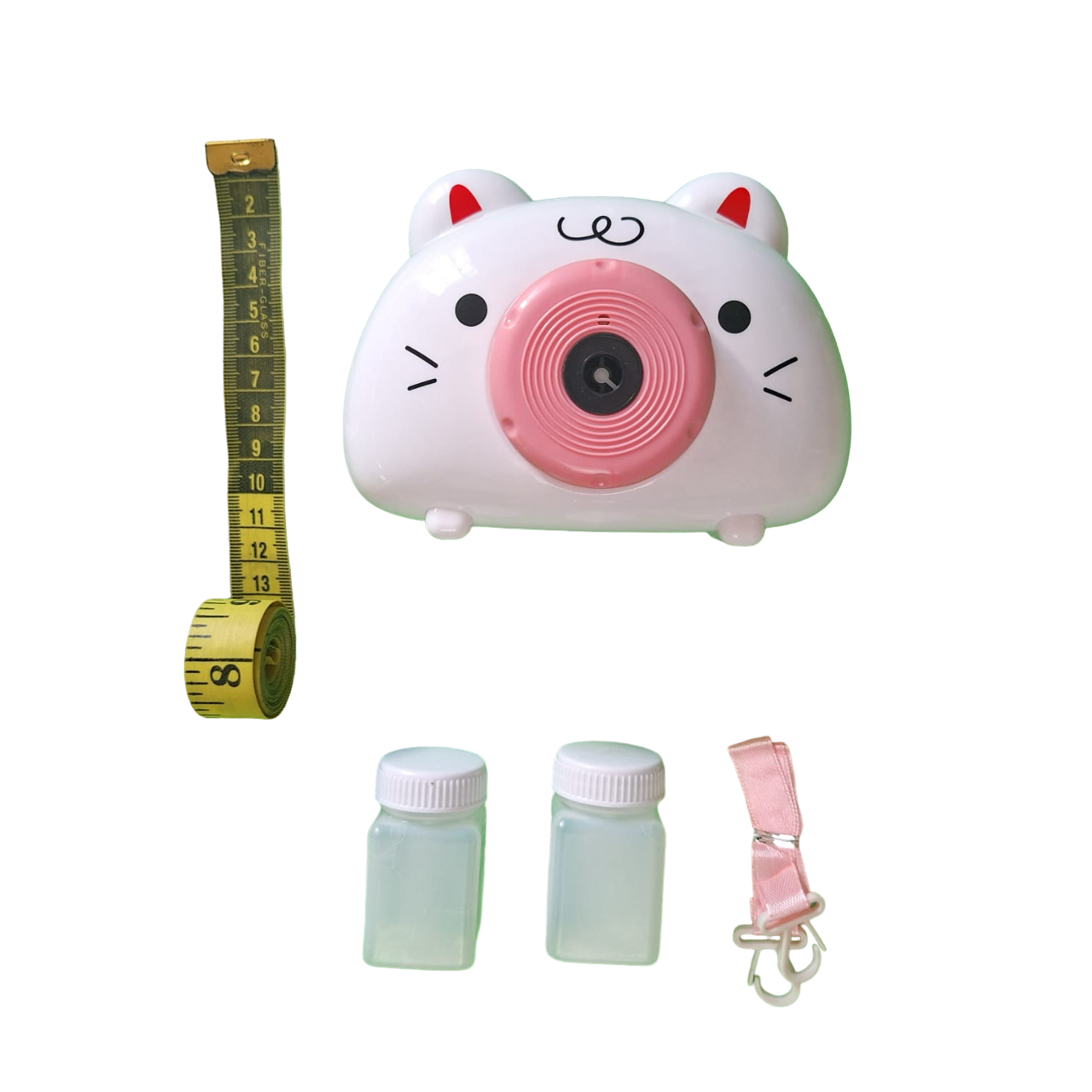 Cámara De Juguete Lanzador Automático De Burbujas Color Blanco Con Rosa
