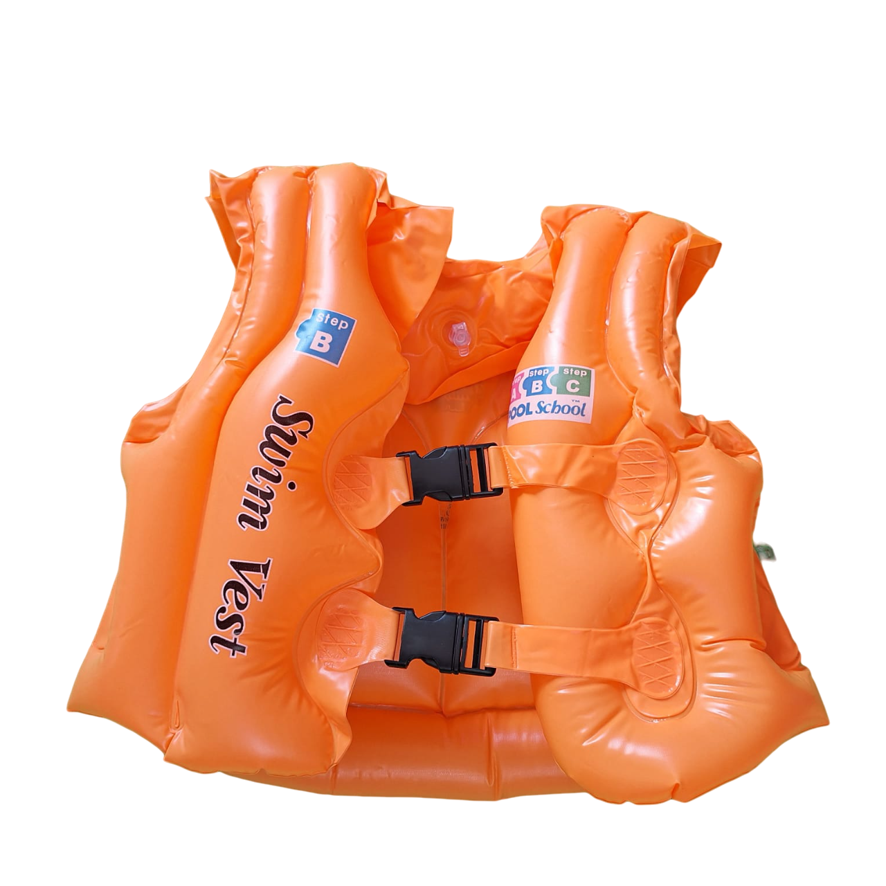 Chaleco Flotador Inflable Color Naranja Salvavidas Para Niños 3 A 6 Años