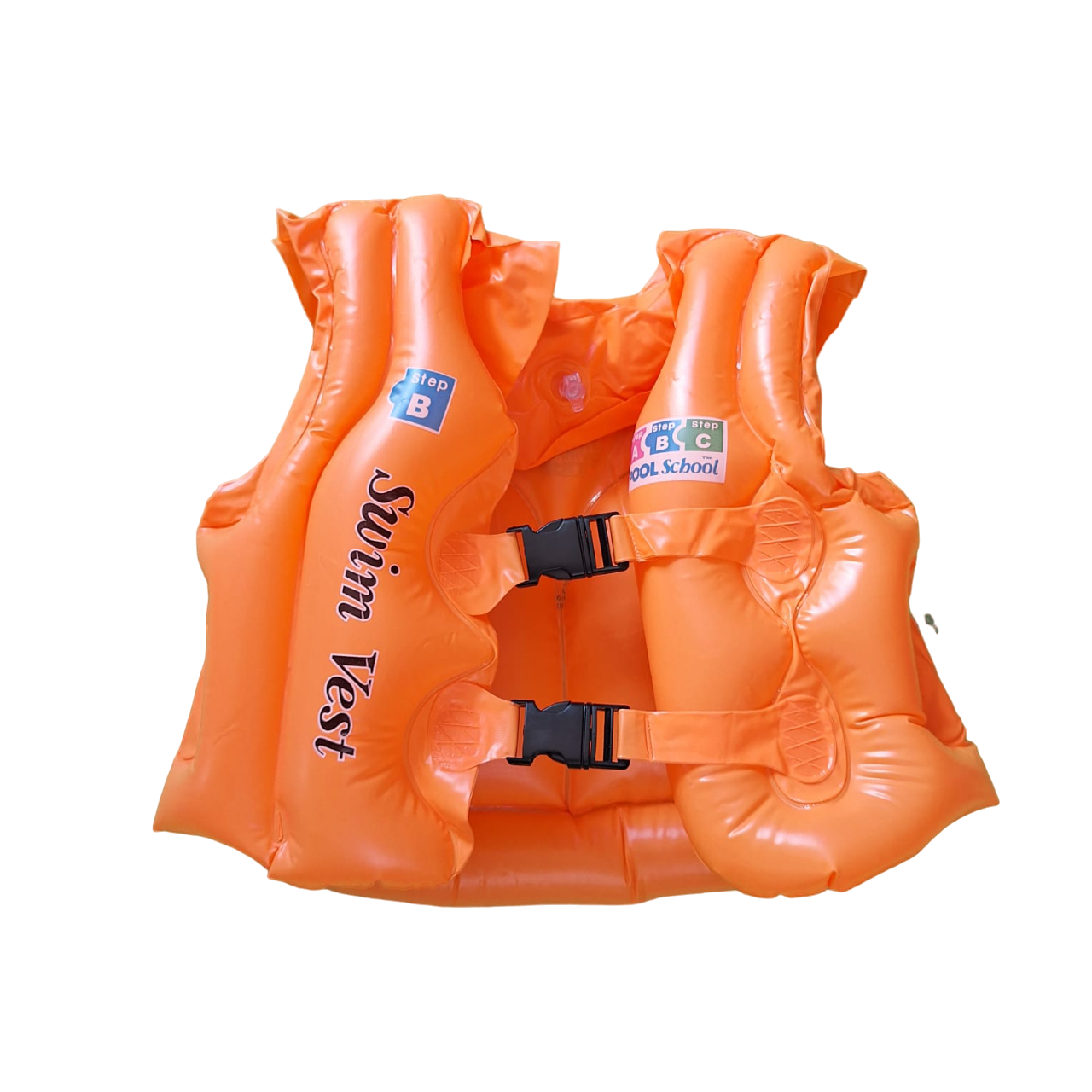 Chaleco Flotador Inflable Color Naranja Salvavidas Para Niños 3 A 6 Años