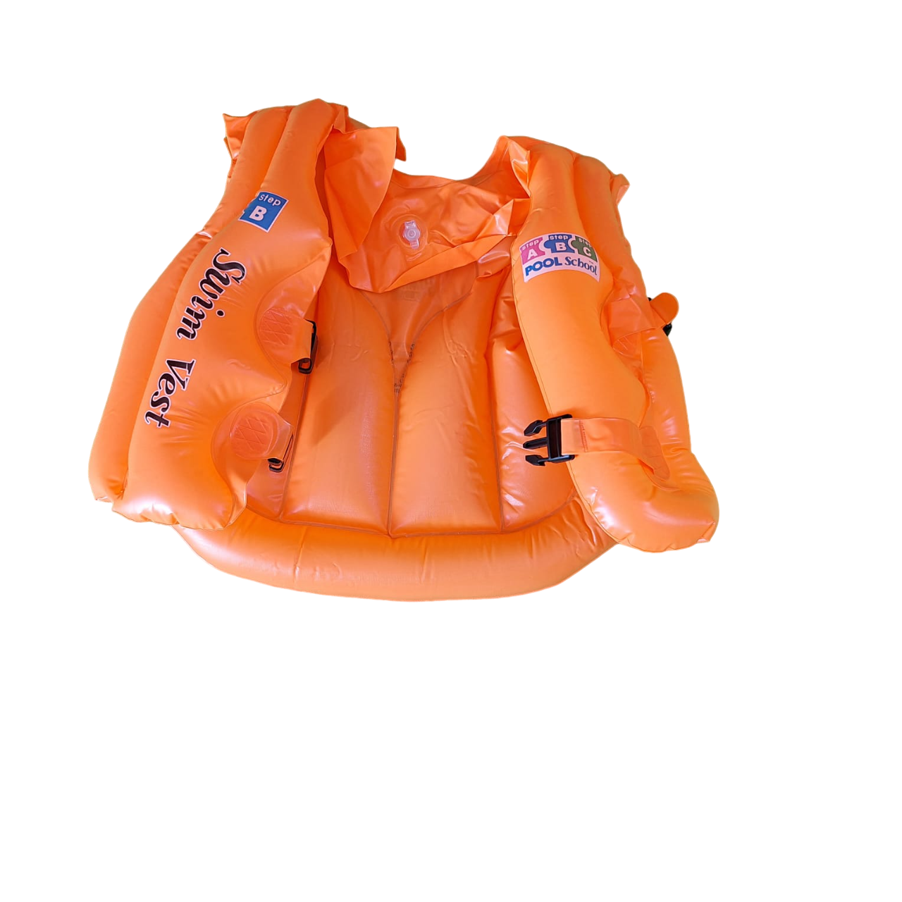 Chaleco Flotador Inflable Color Naranja Salvavidas Para Niños 3 A 6 Años