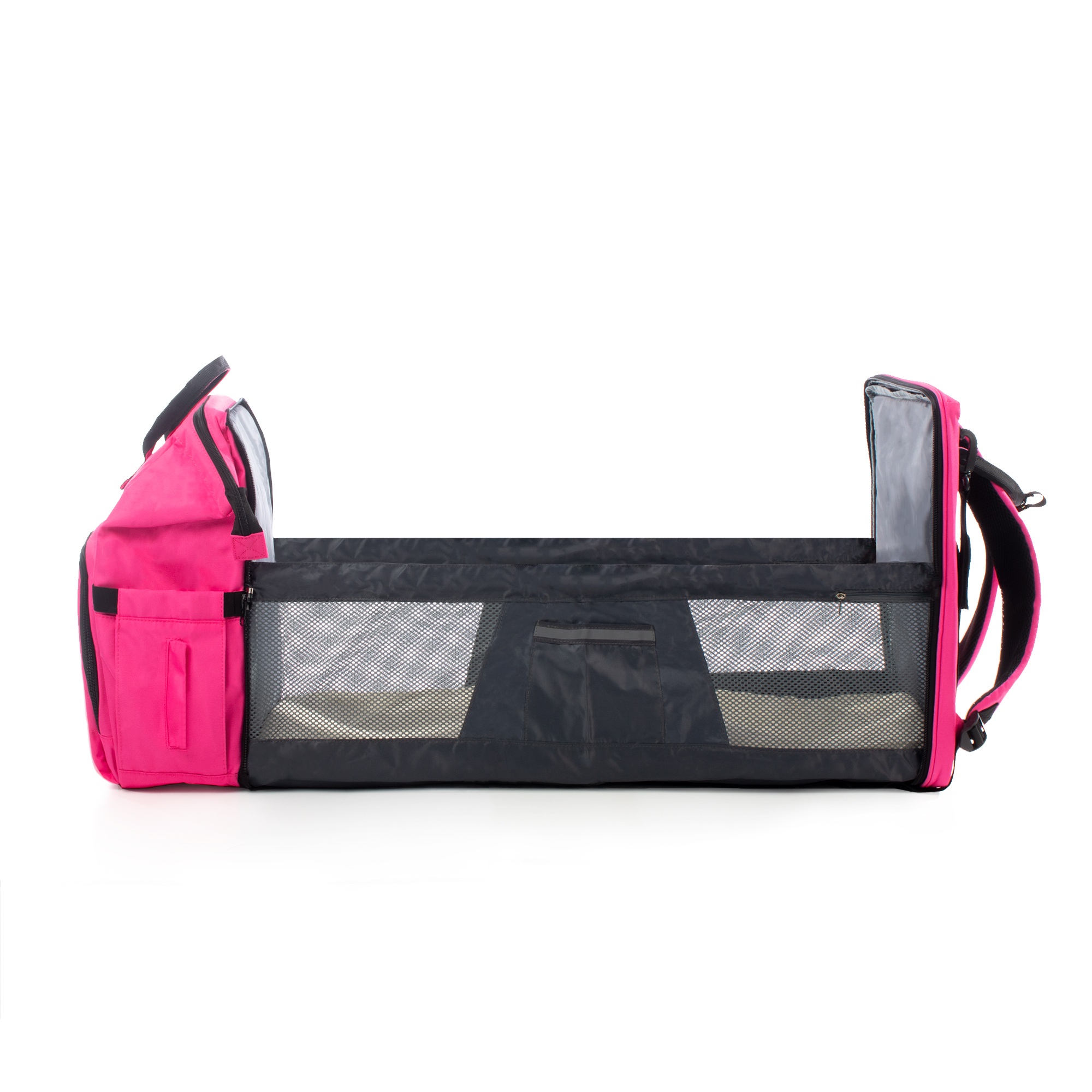 Mochila Pañalera Debug para bebé con cambiador cuna, color Fiusha