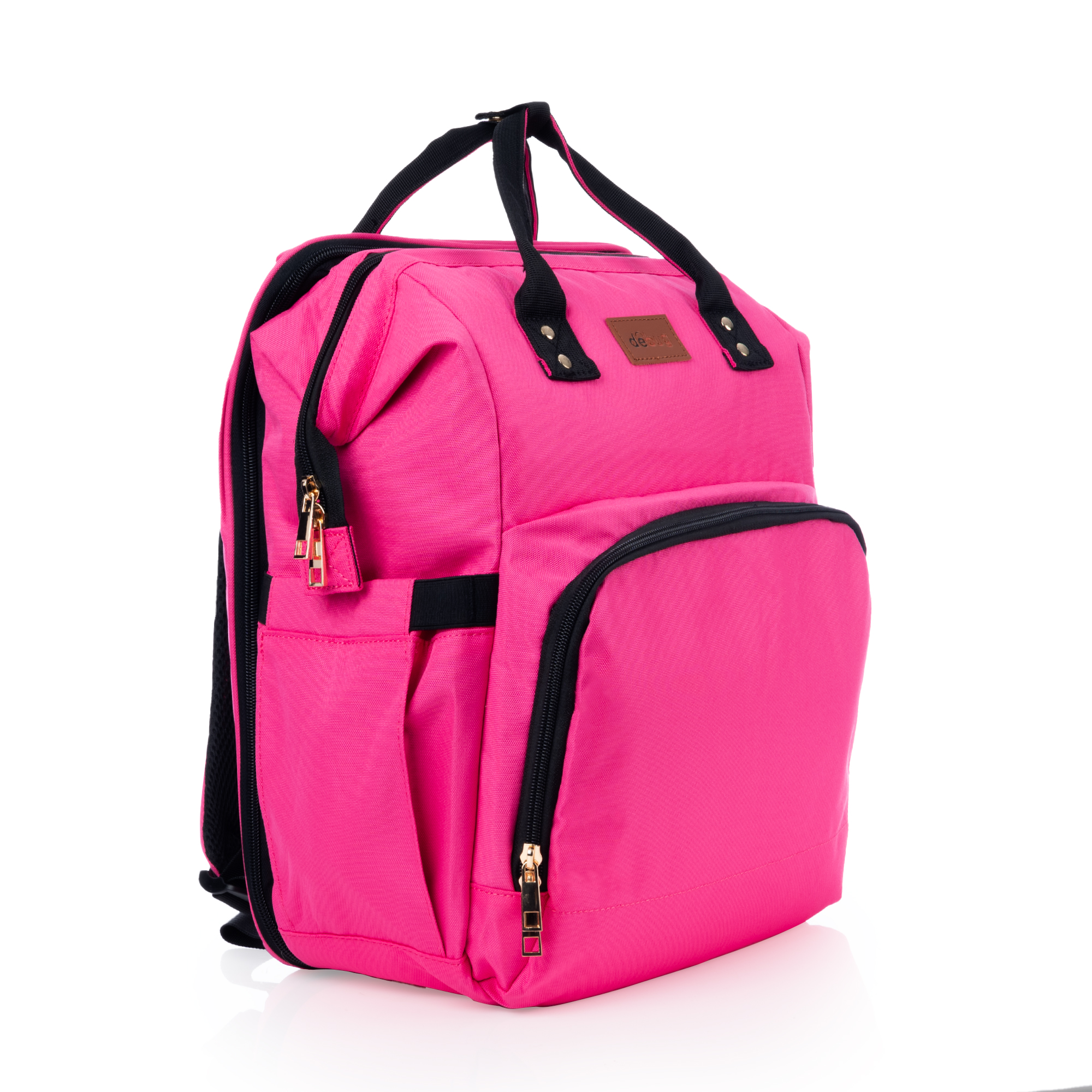 Mochila Pañalera Debug para bebé con cambiador cuna, color Fiusha