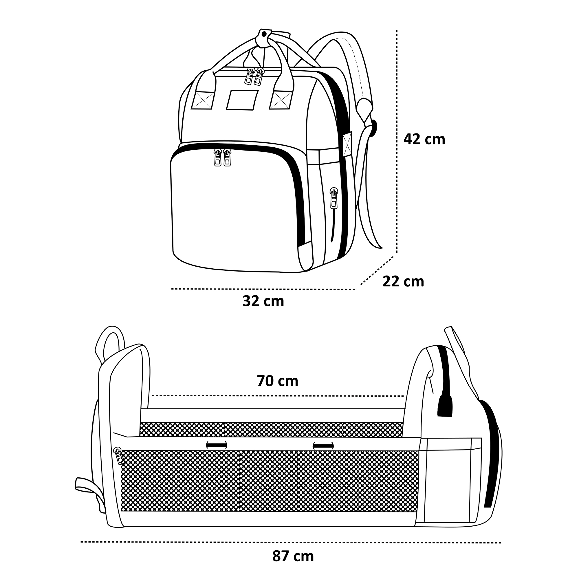 Mochila Pañalera Debug para bebé con cambiador cuna, color Fiusha
