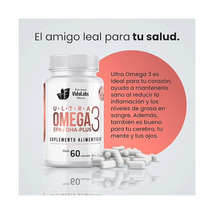 Ultra Omega 3 400 Mg EPA Y 300 Mg DHA Apoyo A La Salud Del Corazón, Las Articulaciones Y Cerebro 