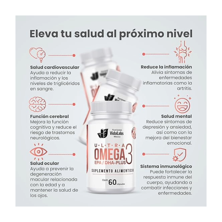 Ultra Omega 3 400 Mg EPA Y 300 Mg DHA Apoyo A La Salud Del Corazón, Las Articulaciones Y Cerebro 