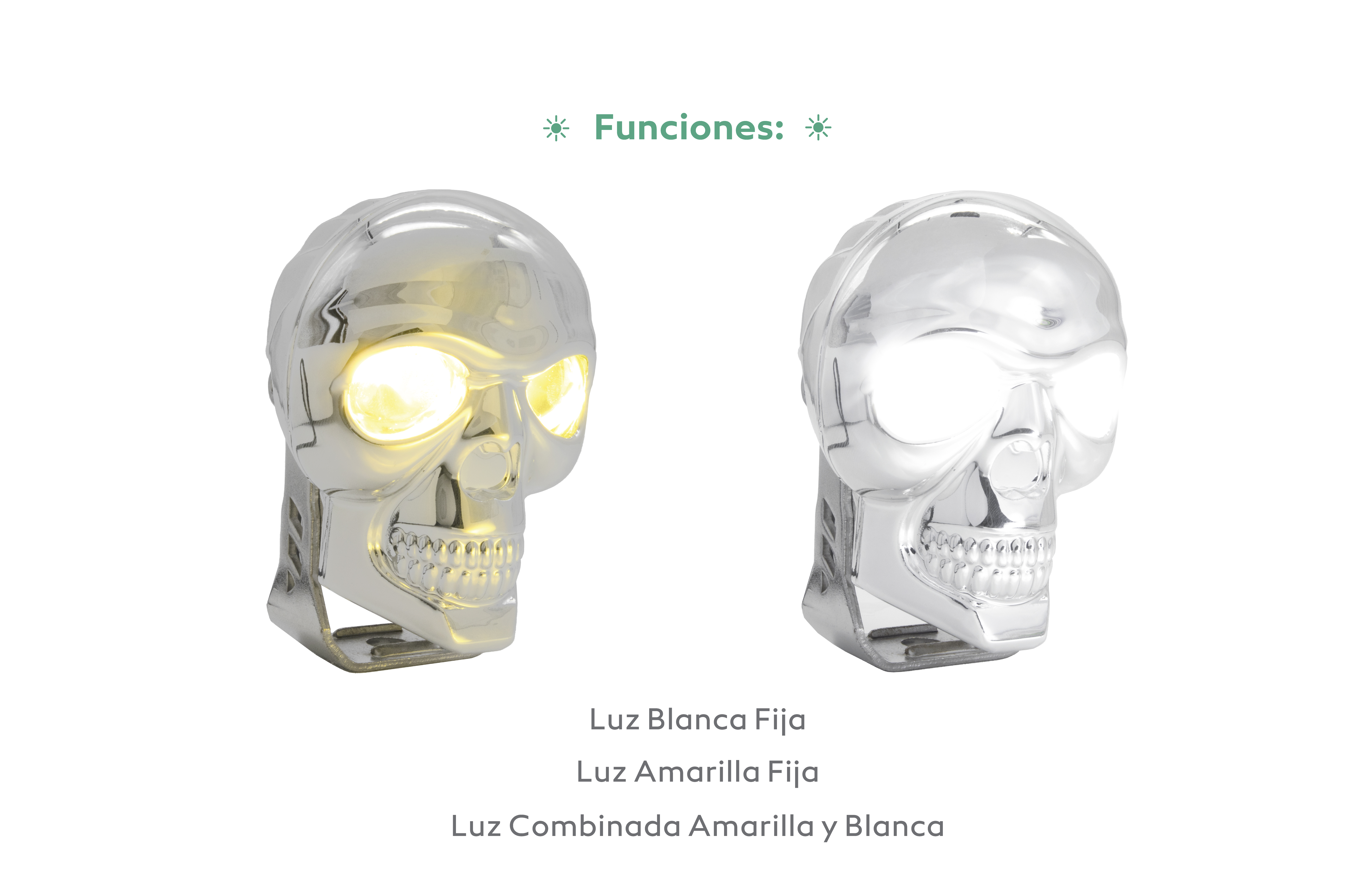Faro Led Para Moto De Calavera Luz Bca/ambar 20w