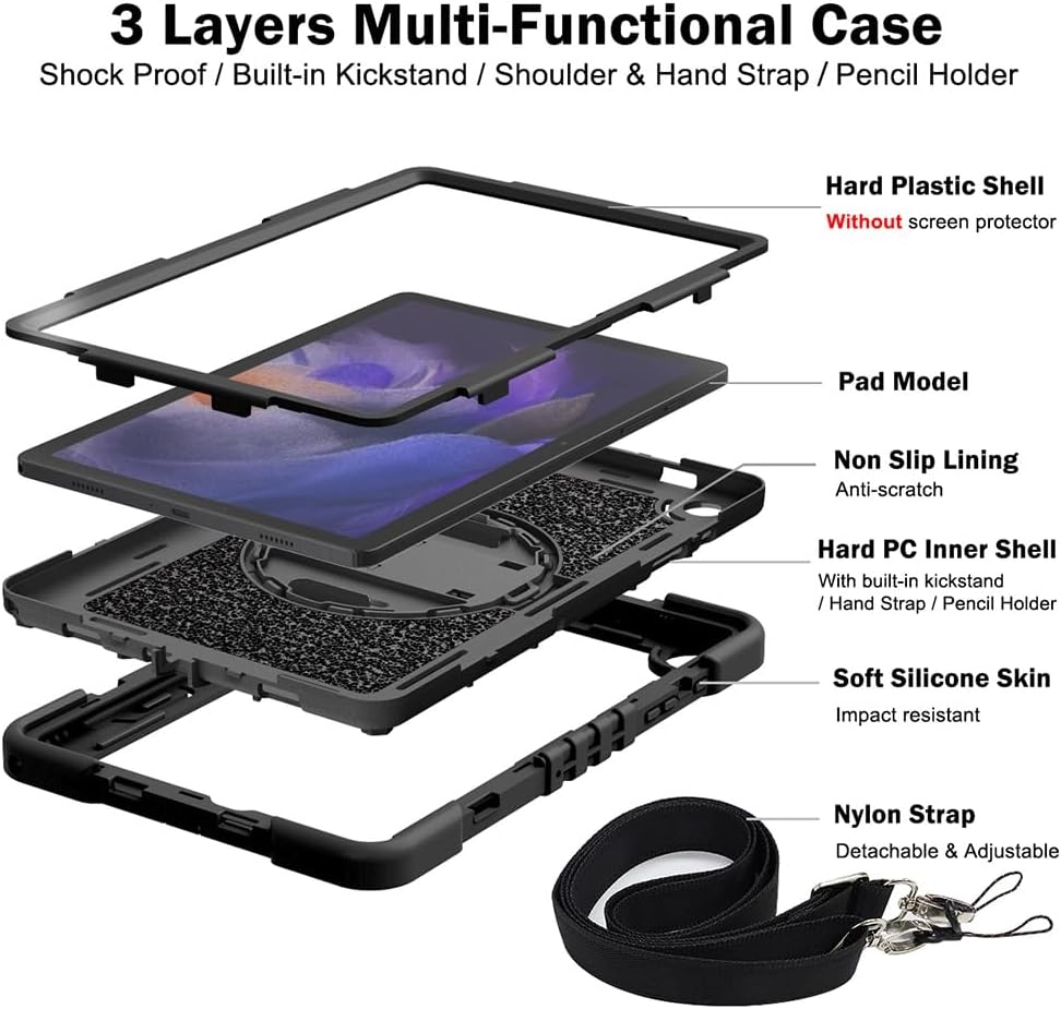 Funda Uso Rudo Para Tablet Samsung Galaxy Tab A9+ Plus Sm-X210 Sm-X216 11 2023 (Negro).