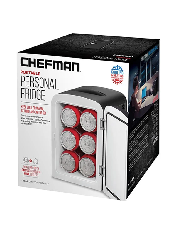Mini Refrigerador Chefman RJ48BLACK-4-MX Prtatil 6 Latas Negro.