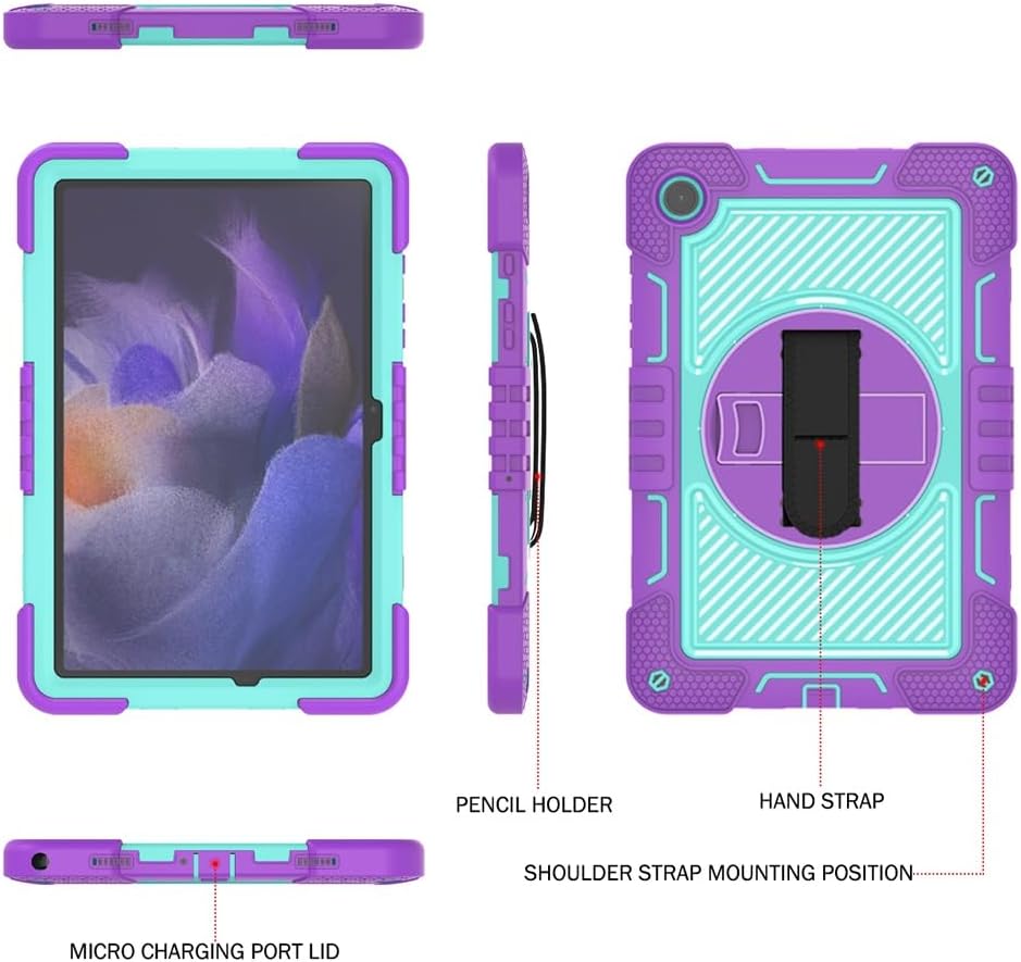 Funda Uso Rudo Para Tablet Samsung Galaxy Tab A9 Sm-X110/ X115/X117 8.7 2023 (Lila/turquesa).