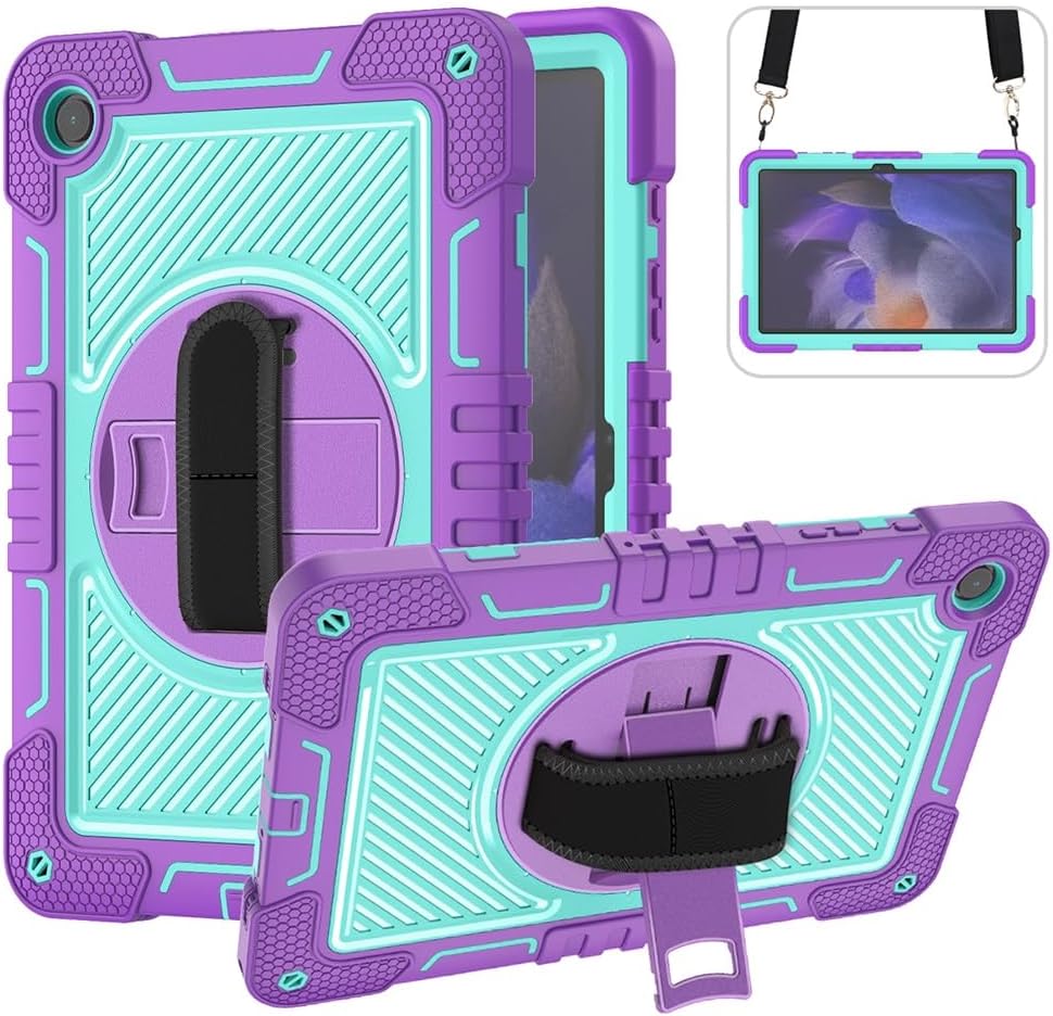 Funda Uso Rudo Para Tablet Samsung Galaxy Tab A9 Sm-X110/ X115/X117 8.7 2023 (Lila/turquesa).