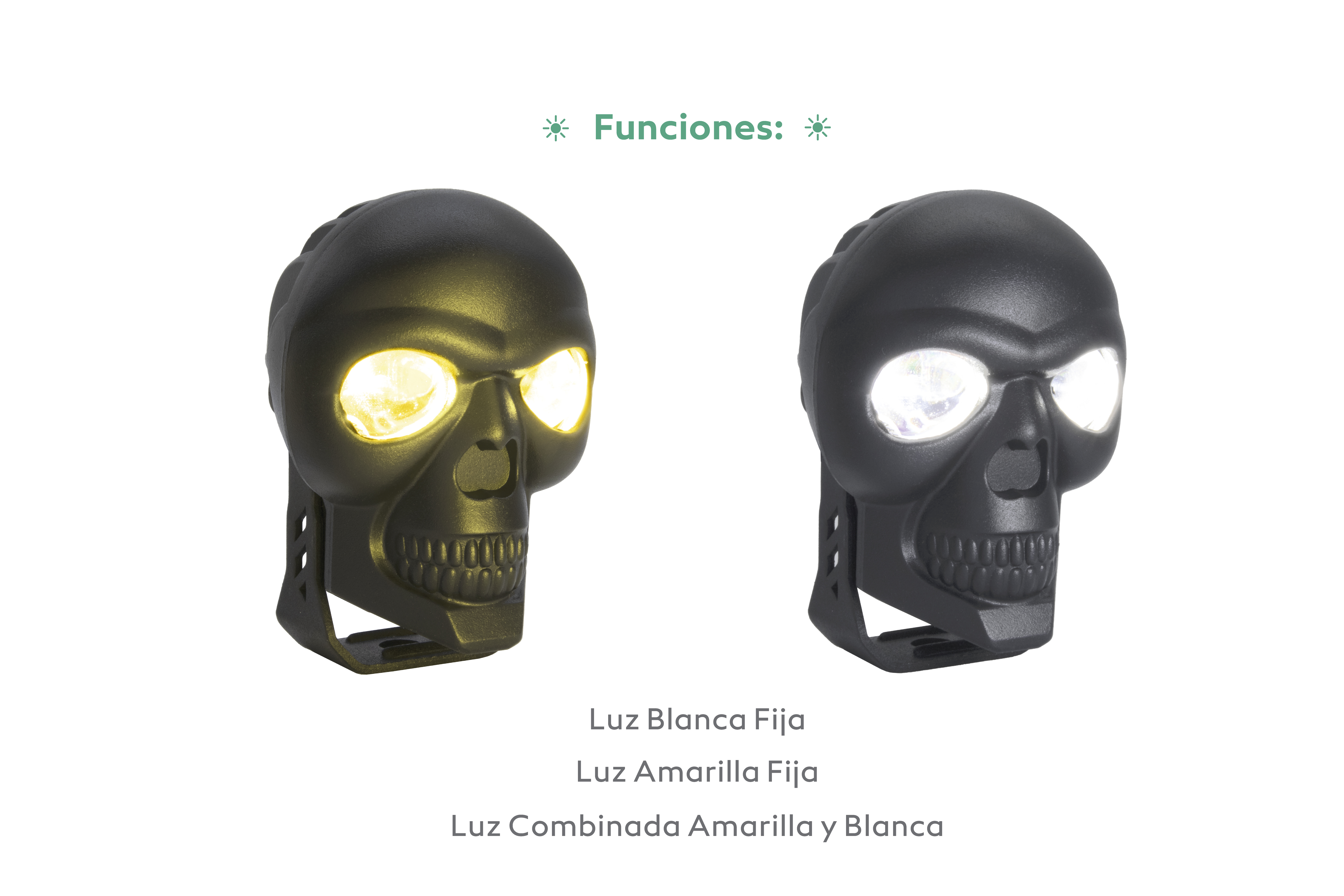 Faro Led Para Moto 2 Colores De Calavera Luz Bca/ambar 20w