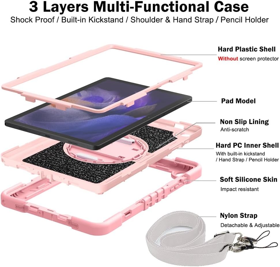 Funda Uso Rudo Para Tablet Samsung Galaxy Tab A9 Sm-X110/ X115/X117 8.7 2023 (Rosa).