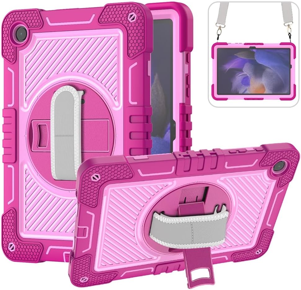 Funda Uso Rudo Para Tablet Samsung Galaxy Tab A9 Sm-X110/ X115/X117 8.7 2023 (Rosa/Guinda)
