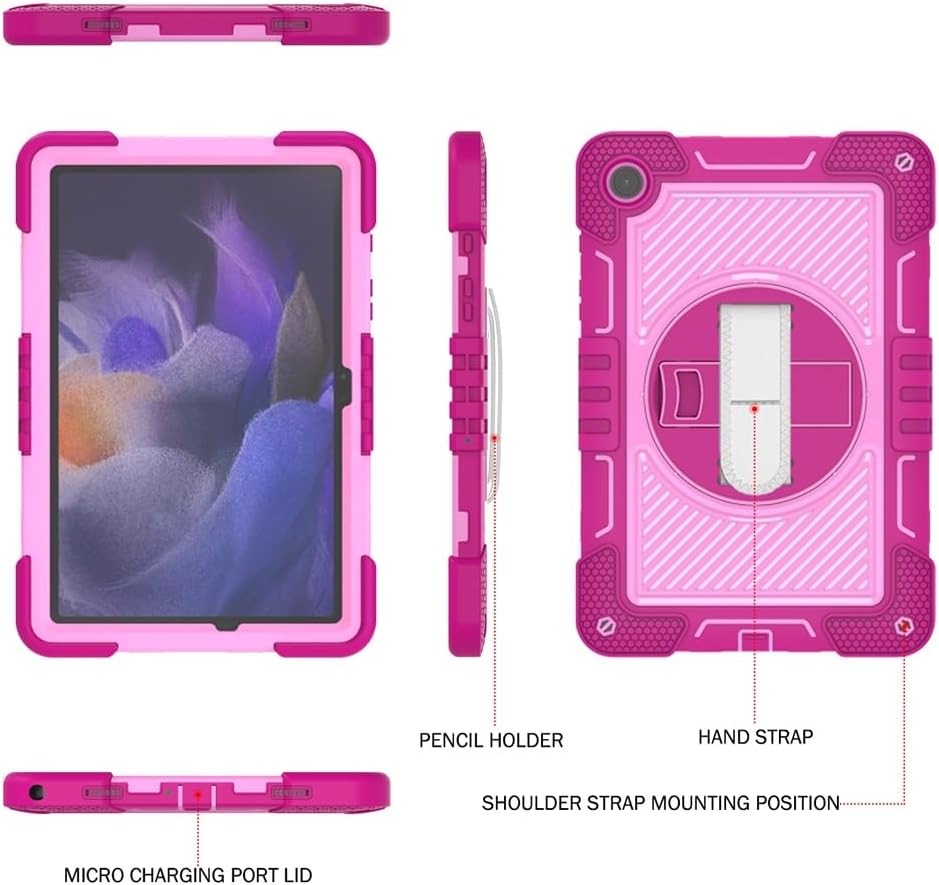 Funda Uso Rudo Para Tablet Samsung Galaxy Tab A9 Sm-X110/ X115/X117 8.7 2023 (Rosa/Guinda)