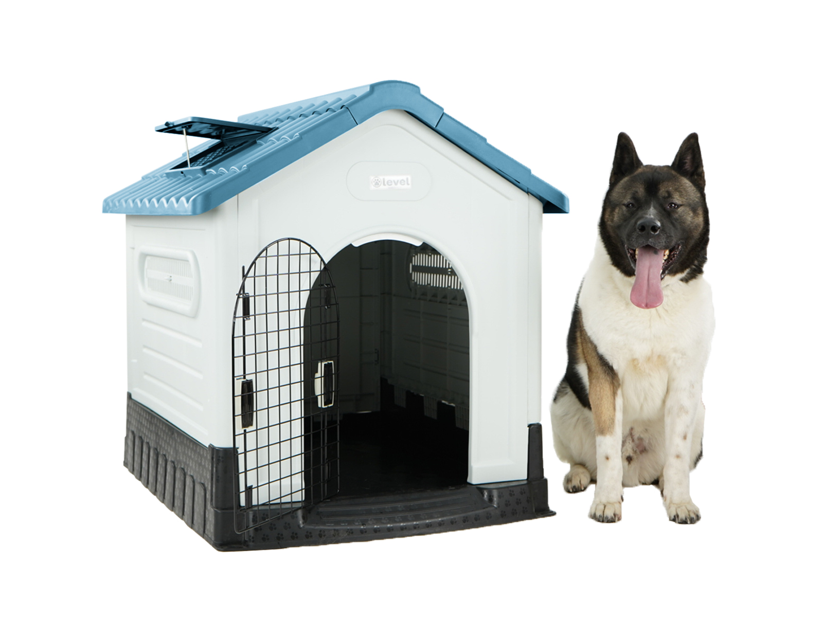 Casa Perro Grande Plegable Térmica Con Puerta Y Ventila Bliss Color Azul.
