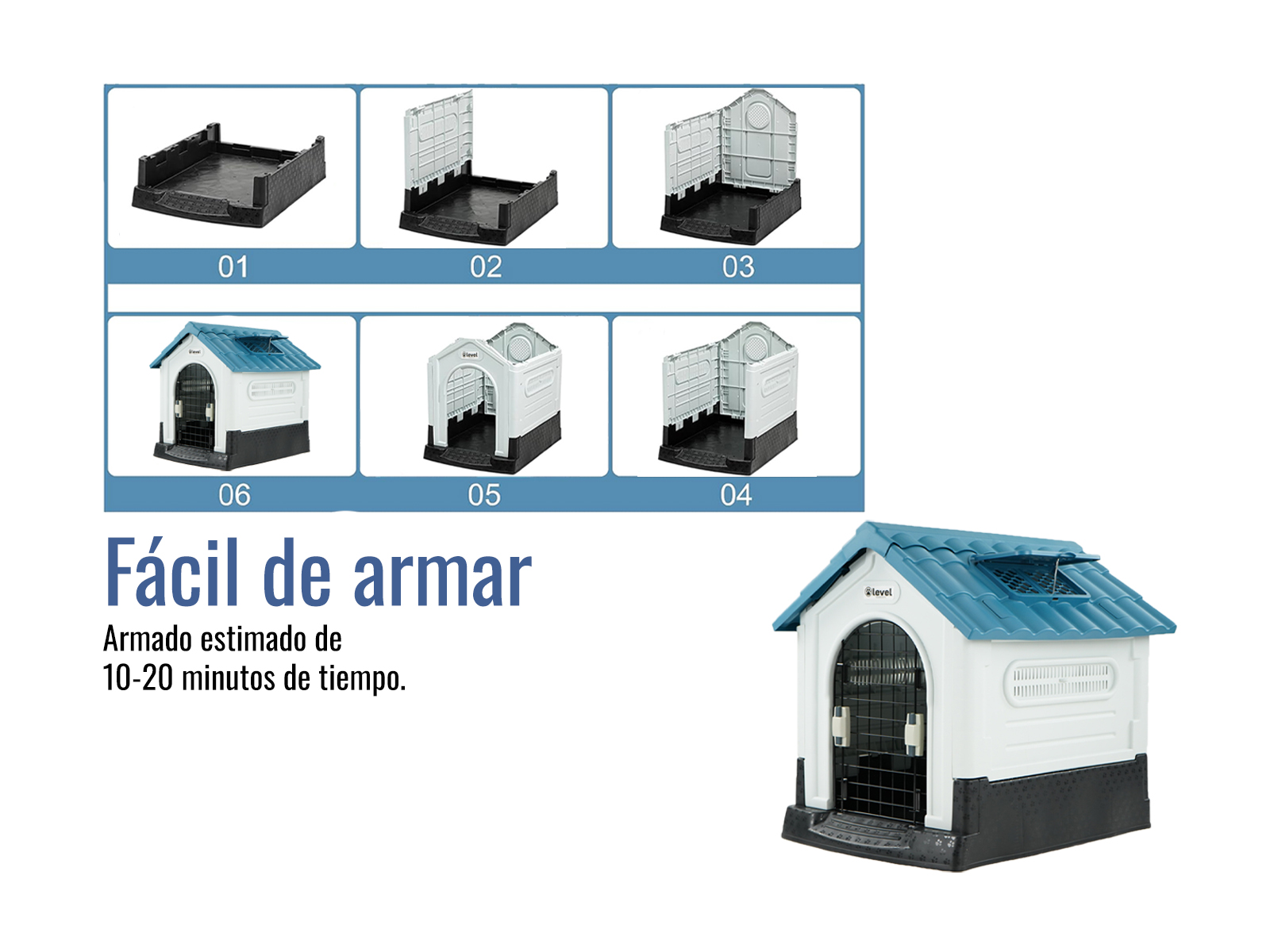 Casa Perro Grande Plegable Térmica Con Puerta Y Ventila Bliss Color Azul.