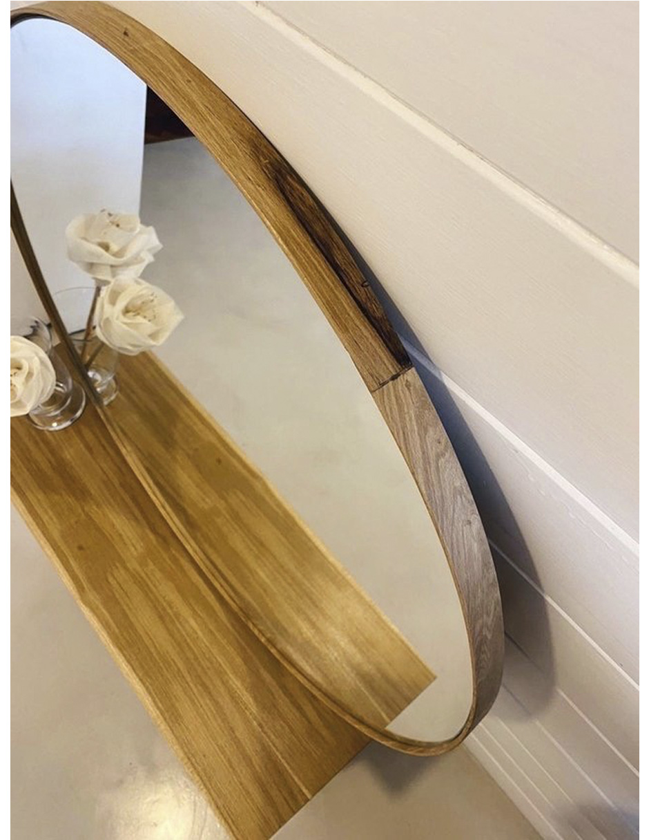 Espejo Redondo Con Marco De Madera de Tzalam 65cm acabado natural