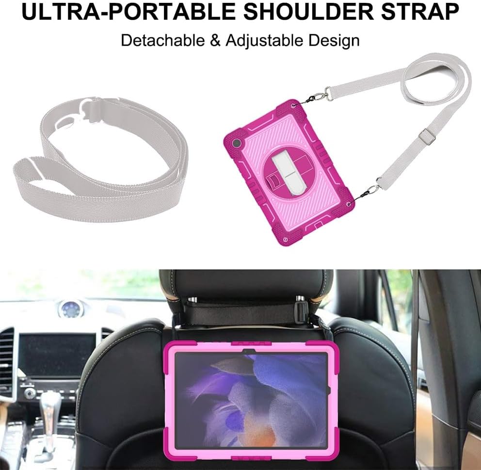 Funda Uso Rudo Para Tablet Samsung Galaxy Tab A9 Sm-X110/ X115/X117 8.7 2023 (Rosa/Guinda)