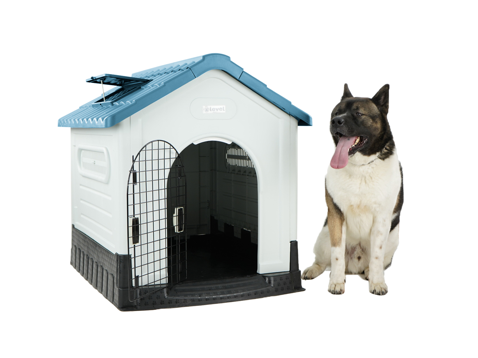 Casa Perro Grande Plegable Térmica Con Puerta Y Ventila Bliss Color Azul.
