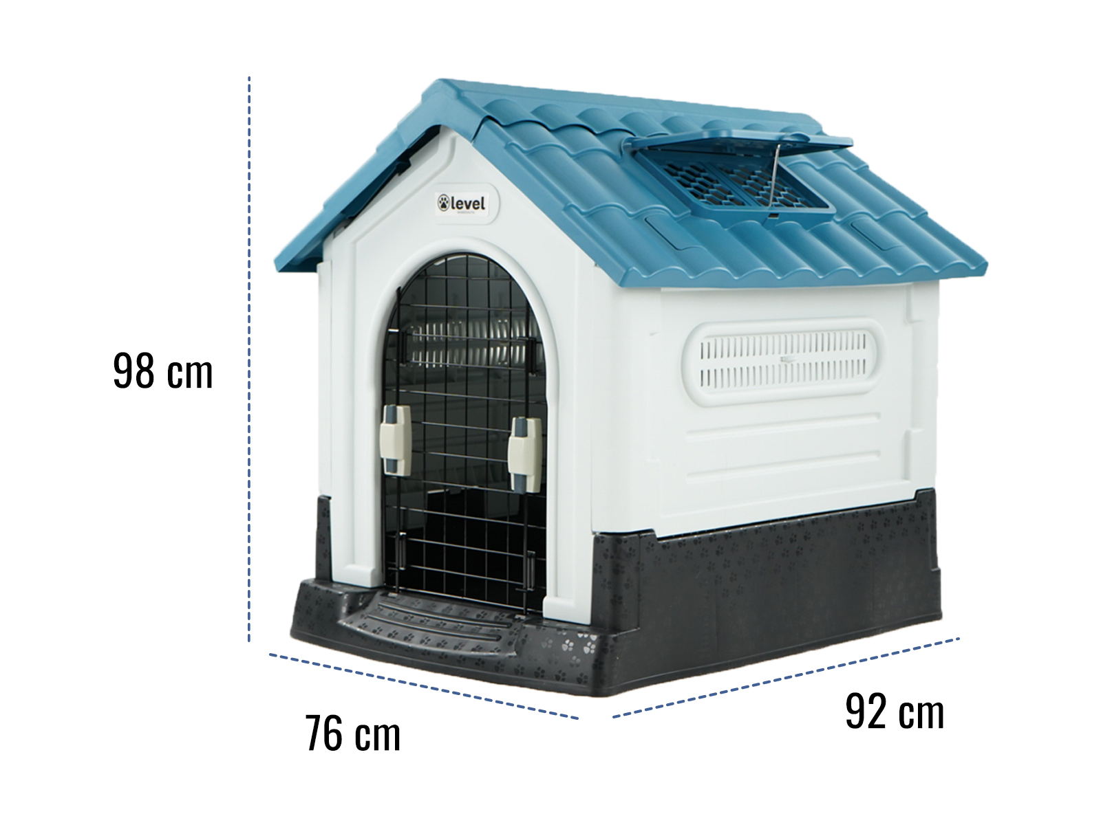 Casa Perro Grande Plegable Térmica Con Puerta Y Ventila Bliss Color Azul.