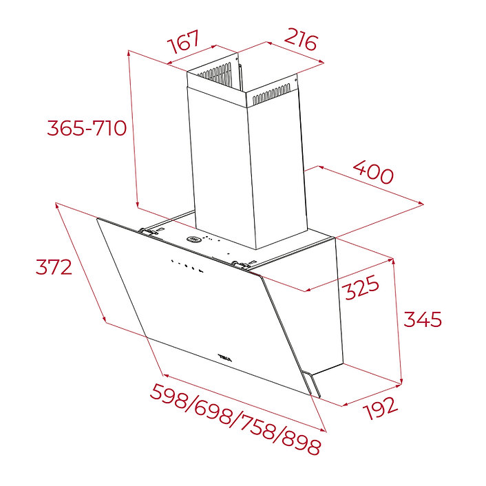 Campana de Pared Teka DVN 64030 TCL BK de 60 cm Cristal Negro.