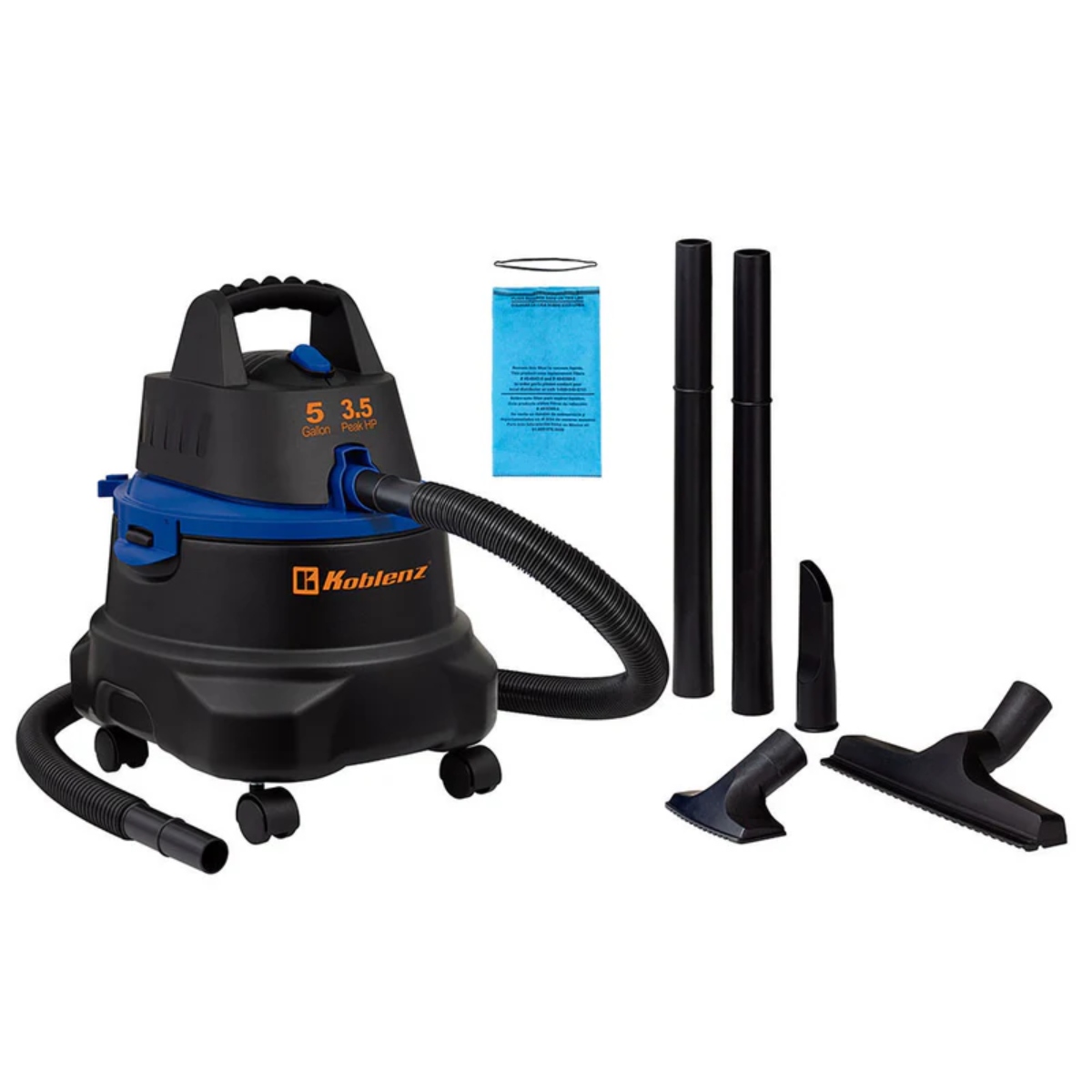 Aspiradora Koblenz WD-5 MA Seco-Mojado 5 Galones Negra/Azul ENDD5**.